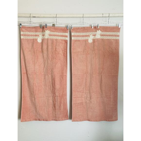 Vintage Utica J.P. Stevens Pink Cream Towel Set 5 Fine Fashion Delicate Applique - Picture 4 of 16